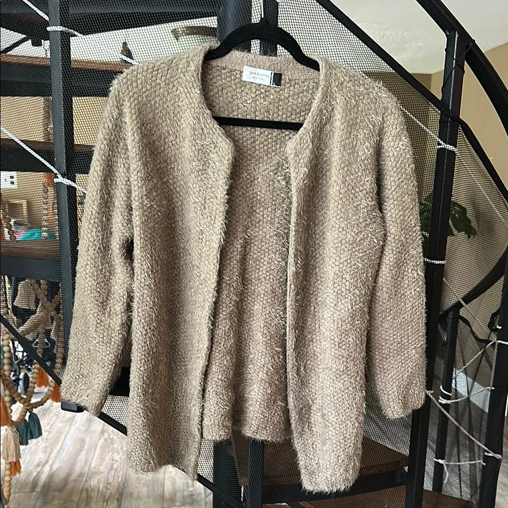 Jon & Anna Tan cozy Chunky Knit Cardigan Sweater - Picture 2 of 7